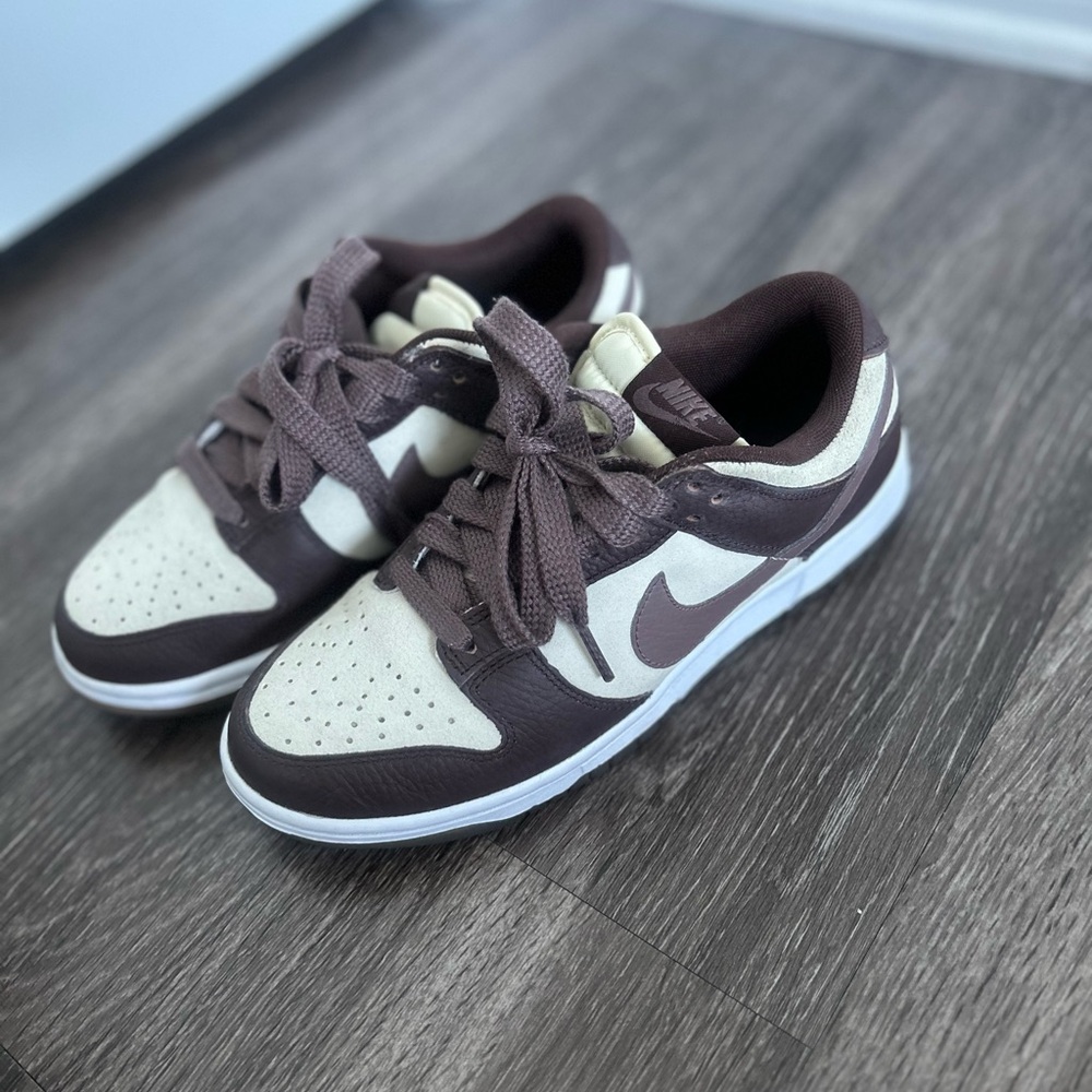 Women's Nike Dunks Brown and Cream Sneakers